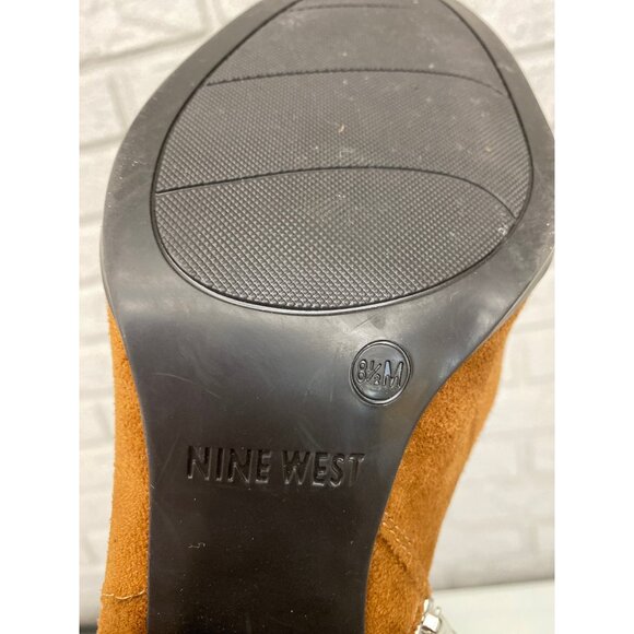 Nine West Tan Faux Suede Side Zip Ankle Boots Size 8 1/2 M - Picture 8 of 9